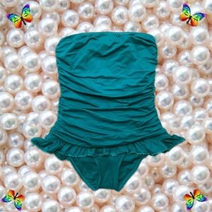 Juicy Couture Strapless Ruched Ruffle Swimsuit